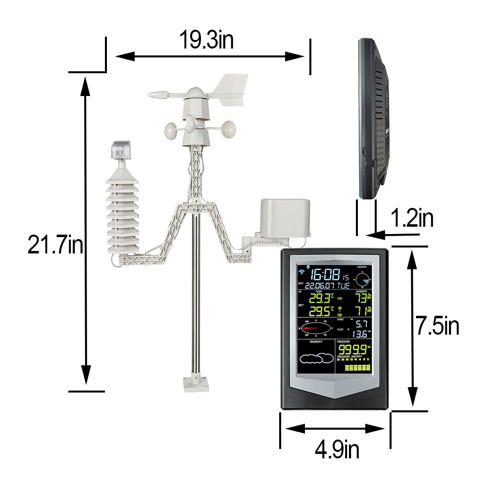 Indoor Outdoor Sensors Automatic Weather Station Temperature Accuracy Of ±1.0°C And Color Forecast