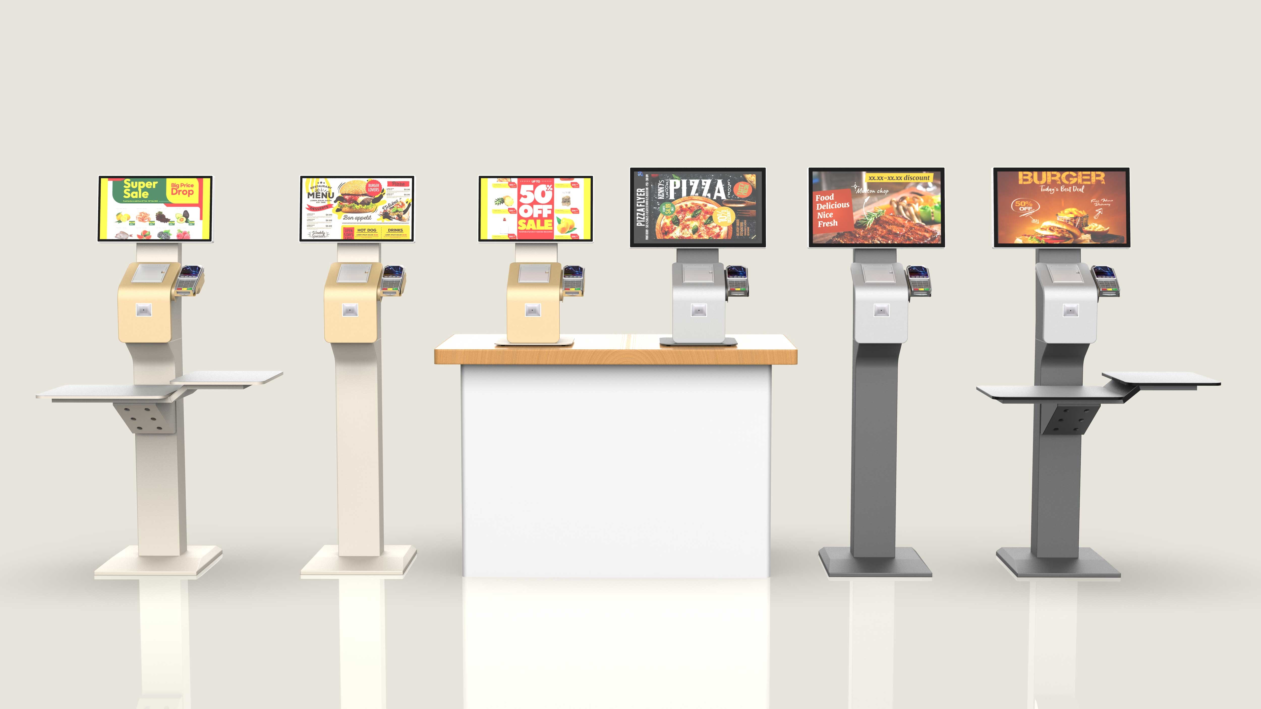 15.6 Inch Touch Screen Self Service Kiosk With POS Payment QR Scanner For Food Ordering