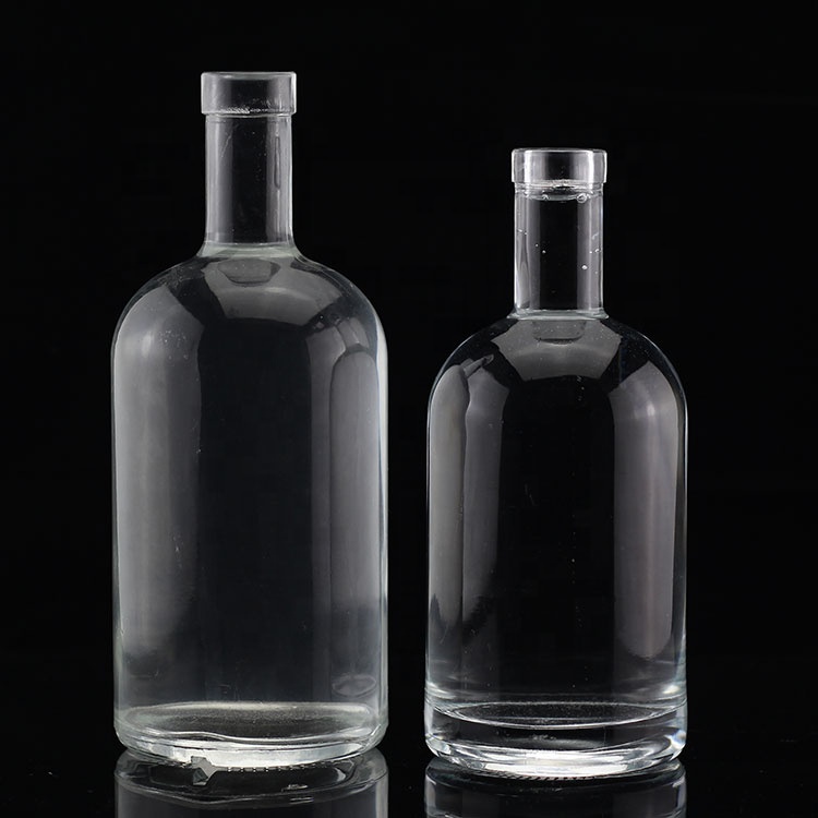 Acid Etch Surface Handling Tequila Glass Bottles with Round Neck and Empty Flint
