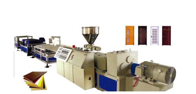 Wood Composite Plastic Profile Production Line For Skirting , Wood Composite Profile Extrusion Manchine