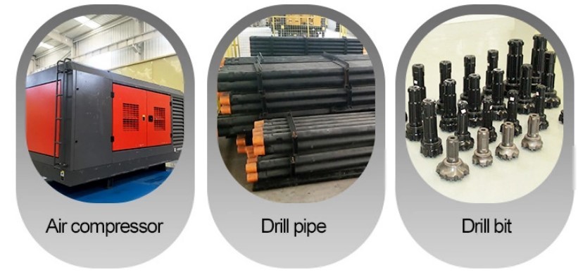 Crawler Mounted Drill Rig 200 Meters Drilling Depth With 17/18 Air Compressor