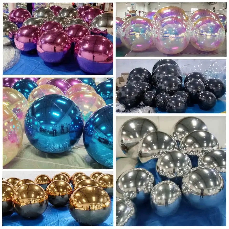 Party Stage Advertising Christmas Decoration Reflective Giant Silver PVC Inflatable Mirror Ball