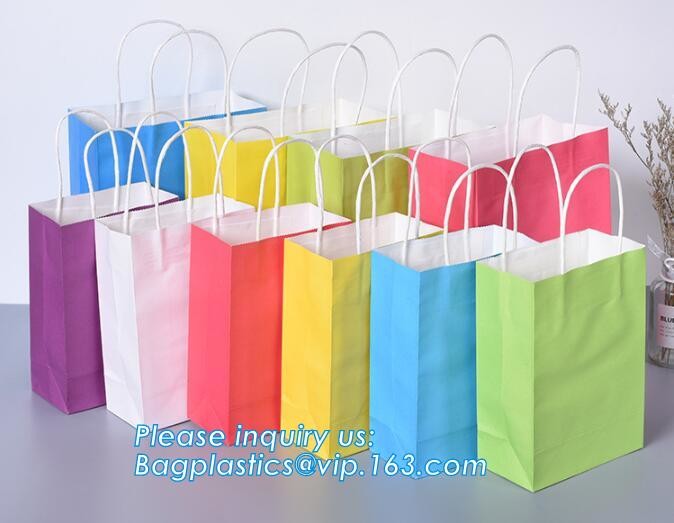 Customized Red Printed Kraft Paper Shopping Bag with Ribbon Handles and Bowknot,Kraft Paper Shopping Bag with Kinds off