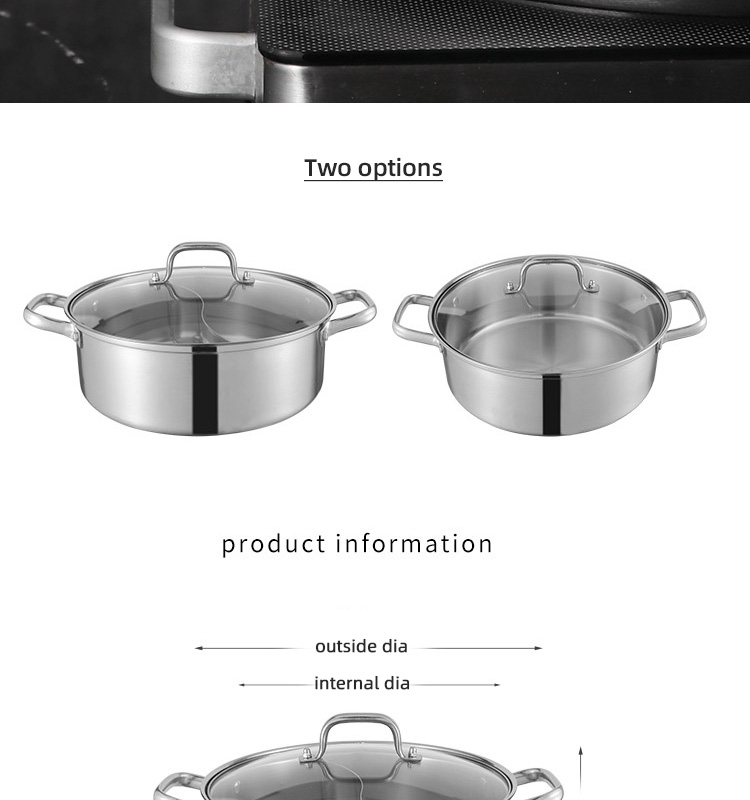 New Design Hot Pot Thickened Round Shape Stainless Steel Shabu Pot Soup Pot With Stainless Steel Handle
