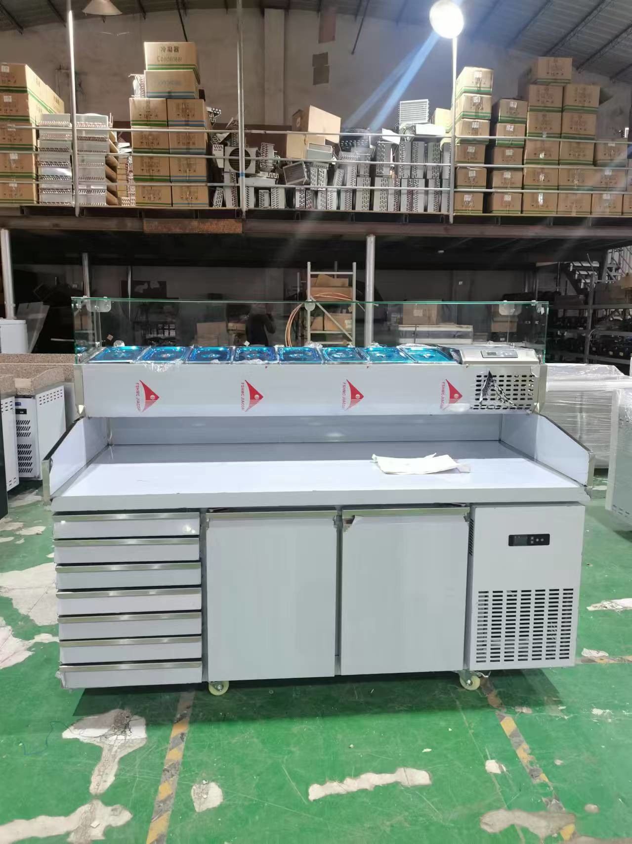 Pizza Pre Table Refrigerator With Drawers Commercial Kitchen Salad Workbench