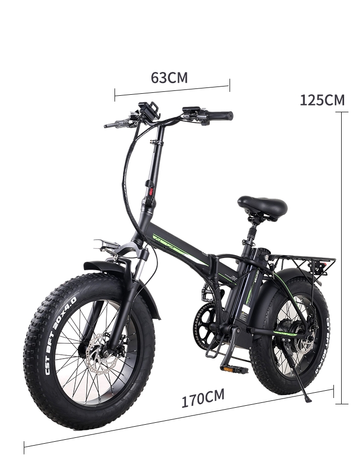 48V 500W Fat Bike Electric 20 Inch Foldable Snow Bike With 48V 15Ah Lithium Battery