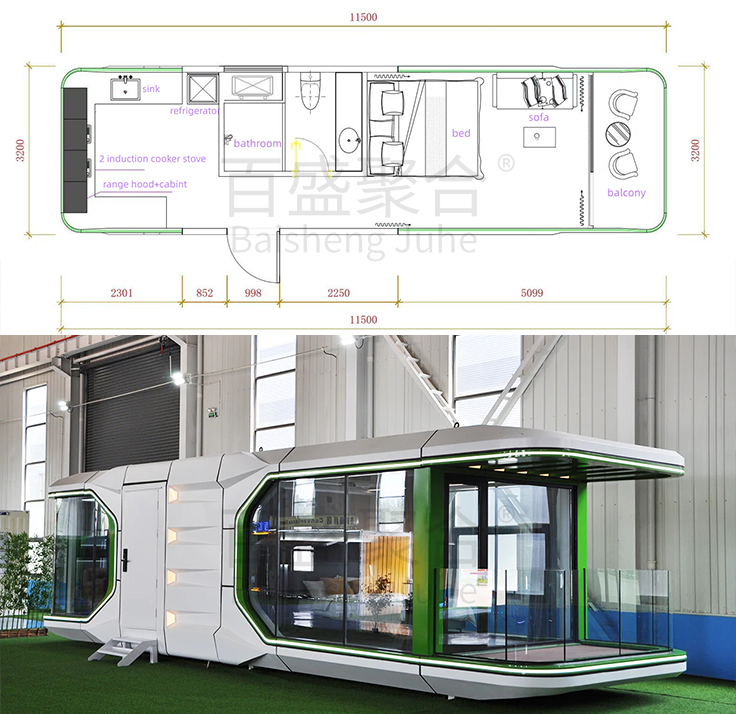 Villa Landscape Decoration Prefab House with Modular Container Home and Space Bed