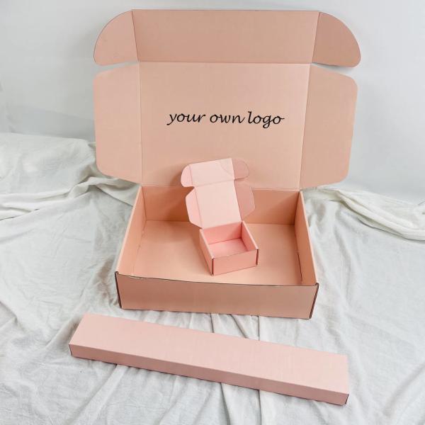 Corrugated Lipstick Mailer Box With Logo, Pink Mailing Paper Box For Packaging,