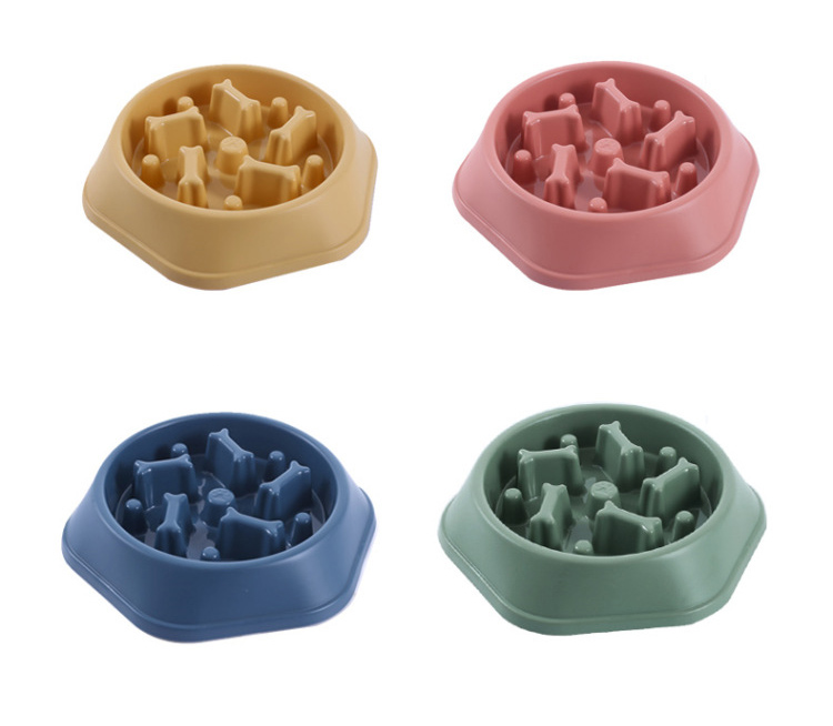 Pet Slow Feeder Dog Bowl Plastic Anti-Gulping Food Plate Feeding Dogs and Cats Bowls