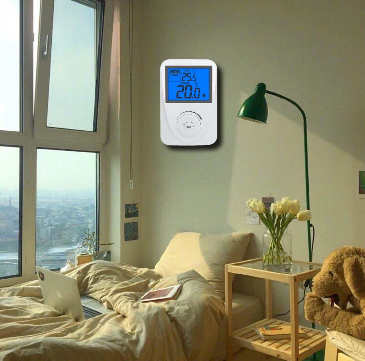 Digital Floor Heating Room Thermostat For Gas Boiler NTC Sensor