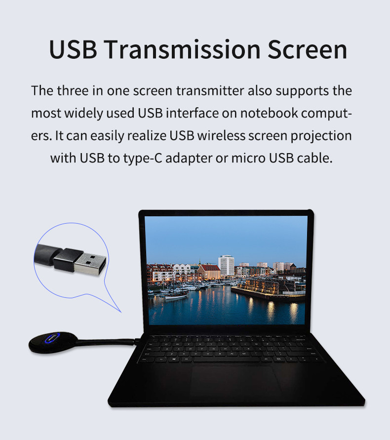 4K All In One Miracast Transmitter Dongle 720P Type C HDMI USb