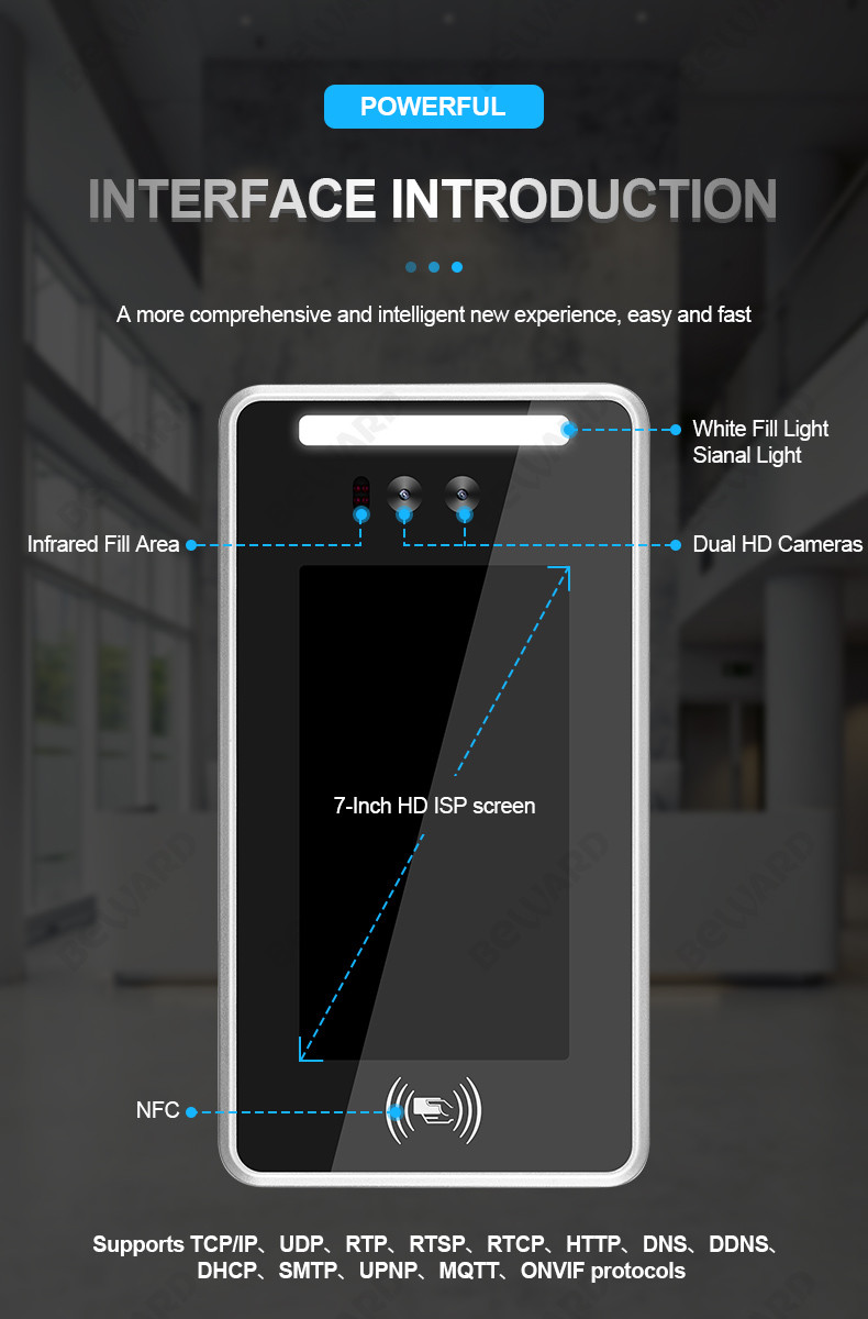 7" NFC SDK/API Face Recognition Time Attendance System