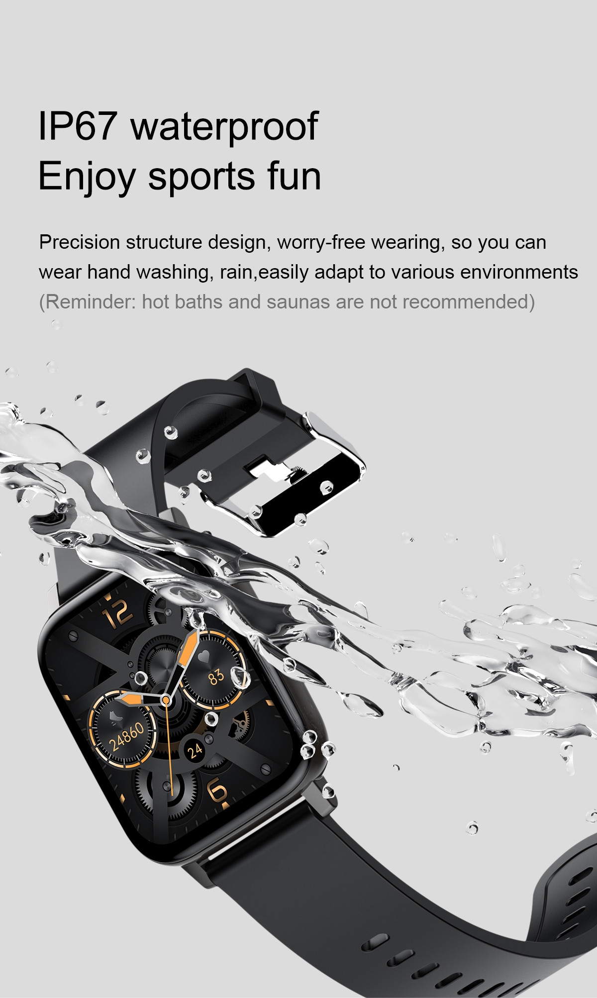 Touch Screen Wristwatch 1.69inch Fitness Tracker Smart Watch