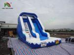  0.55mm PVC Tarpaulin Single Lane Inflatable Water Slide With Pool Blue / White Color Manufactures
