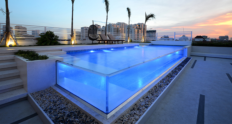 Outdoor Above Ground Swimming Pool with Low Water Absorption and Clear Panel