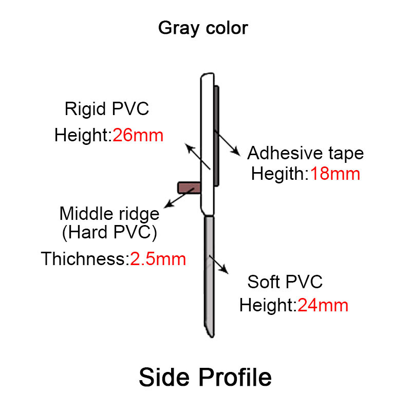 30mm Gaps Water Proof Door Bottom Seal Strip Gray Color