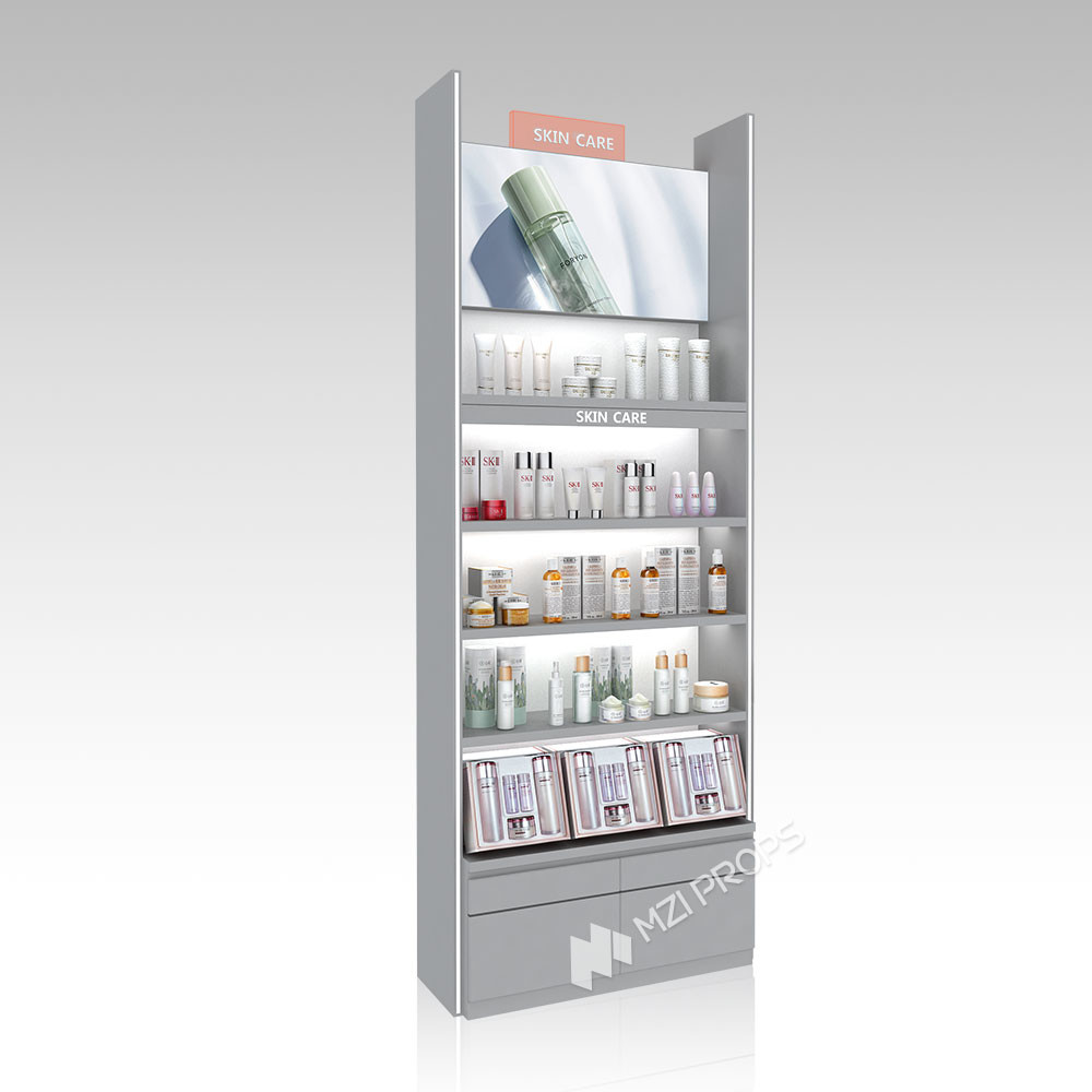 YHeS-P1 Recessed Structure Skincare Display Cabinet with Milk White LED Tubes