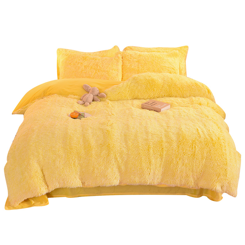 Rainbow Color Faux Fur Velvet Fluffy Plush Soft Bedding Set 4 Pieces Perfect for HOME