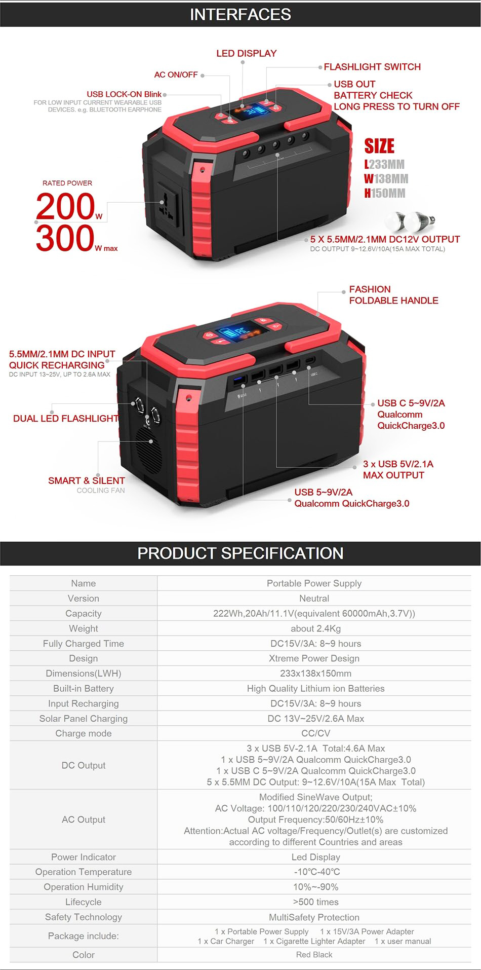 Home Mounting 200w Portable Solar Generator Powerstation 200 Watt OEM