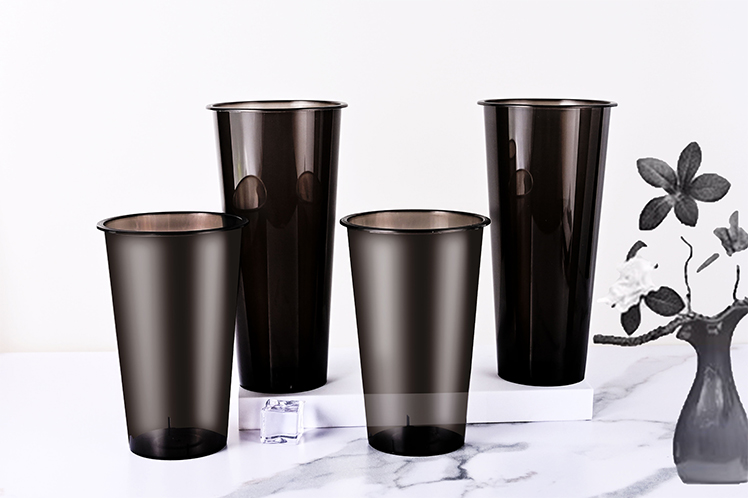 12oz 16oz PP Plastic Cups Custom Design Eco Friendly Black PP Plastic Drink Cups