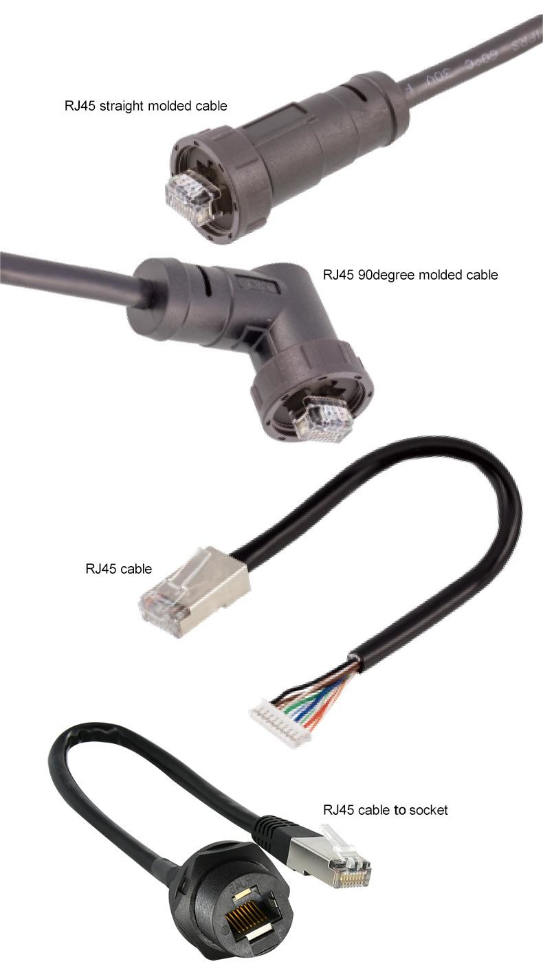 Toolless Rj45 Adapter 4 8 Pin Male Female Waterproof Straight Angle Plug Network Extender Connector