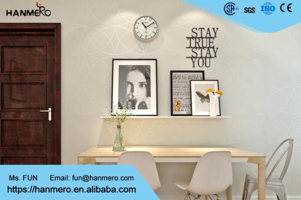 Beige Non Woven Wallcovering Paper , Modern Striped Wallpaper For Bedroom And