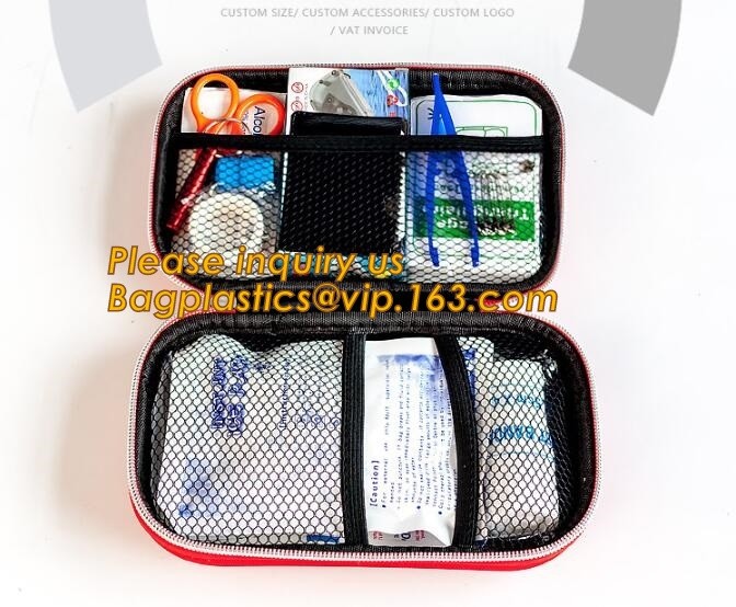 Red pu leather waterproof mini eva first aid kit case,first aid box plastic case carrying case,Medical Multi-functional