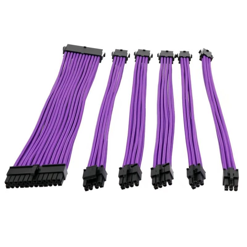 Braided Sleeved Extension ATX Power Cable Kits Power Supply Extension Cable