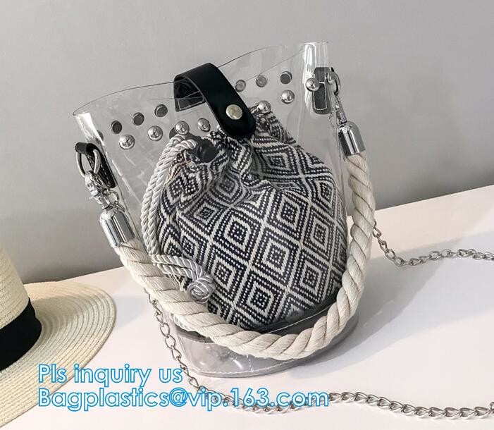 High quality unique PVC PU ladies bag handbag, 100% Clear Purse PVC Beach Clear Handbags, women's bag/handbag/traveling