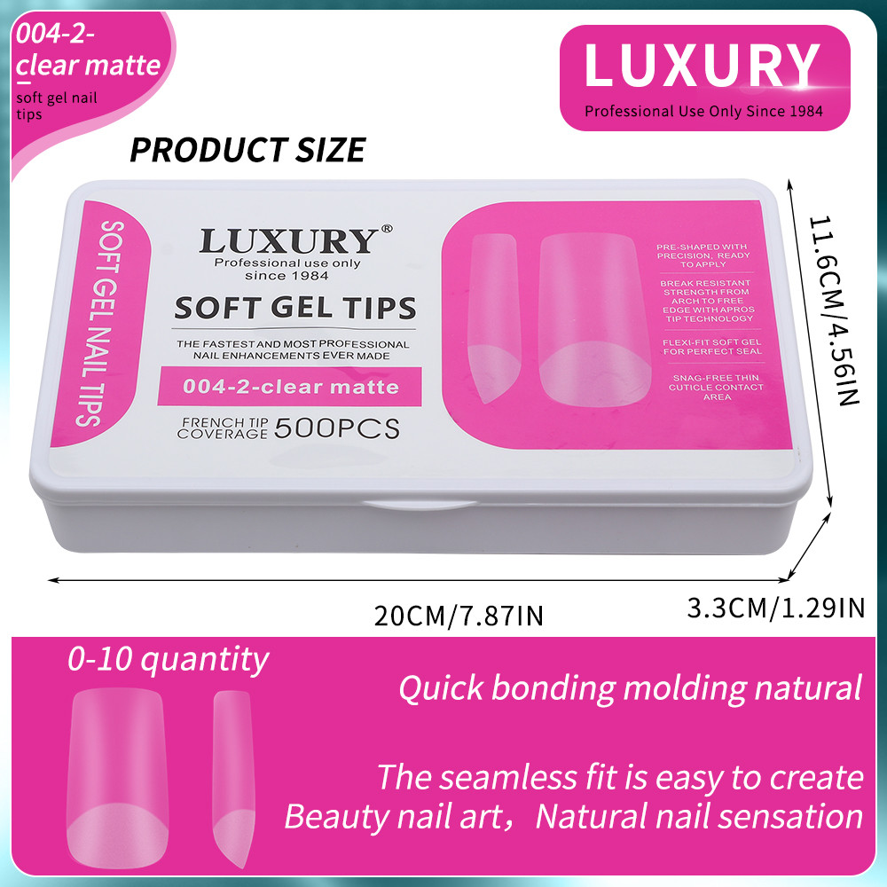 Nail Tips Set Full Cover Square Shapes Clear Matte False Nails For DIY Manicures