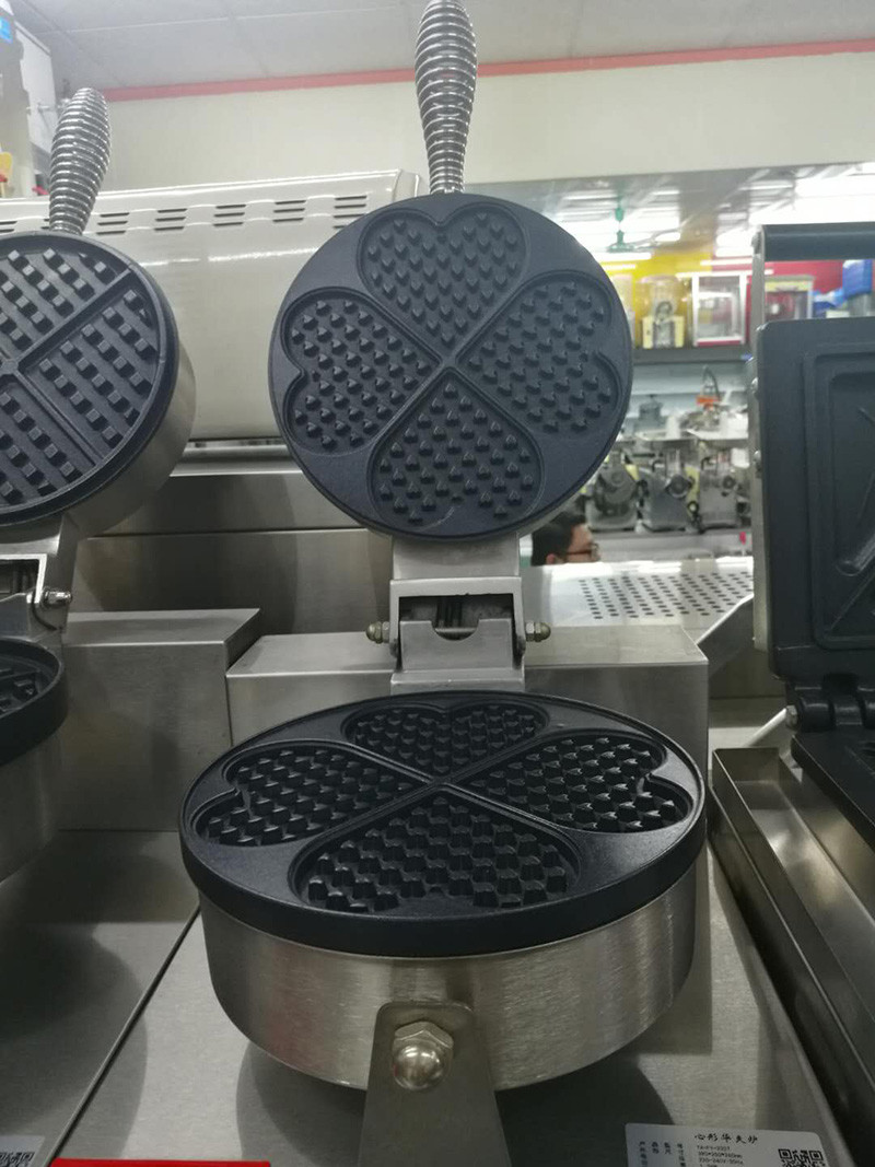 Heart-Shaped Single Head Waffle Baker Snack Bar Equipment Waffle Maker Machine 220V 1300W