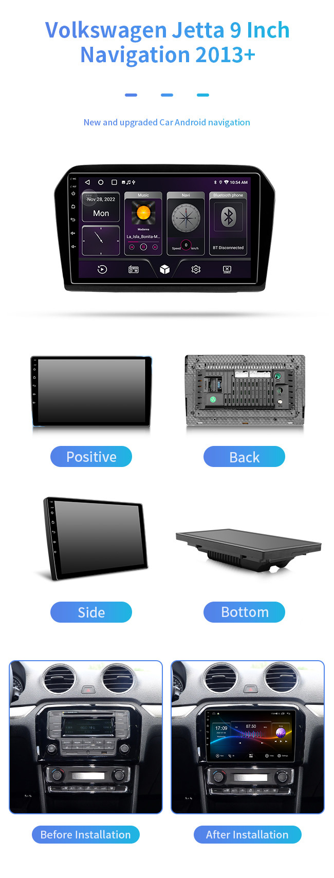 For Volkswagen Jetta 2013+ 4G WIFI Android Navigator Car Bluetooth Car Navigation