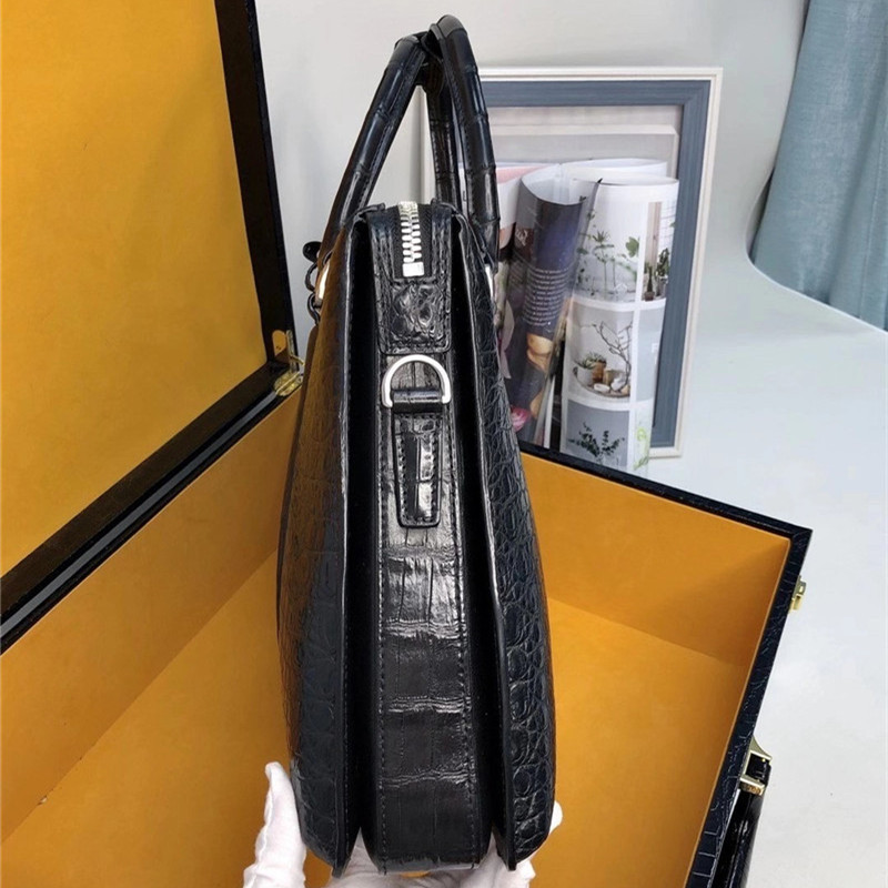 Authentic Crocodile Belly Skin Businessmen Large Laptop Briefcase Genuine Exotic Alligator Leather Male Working Handbag