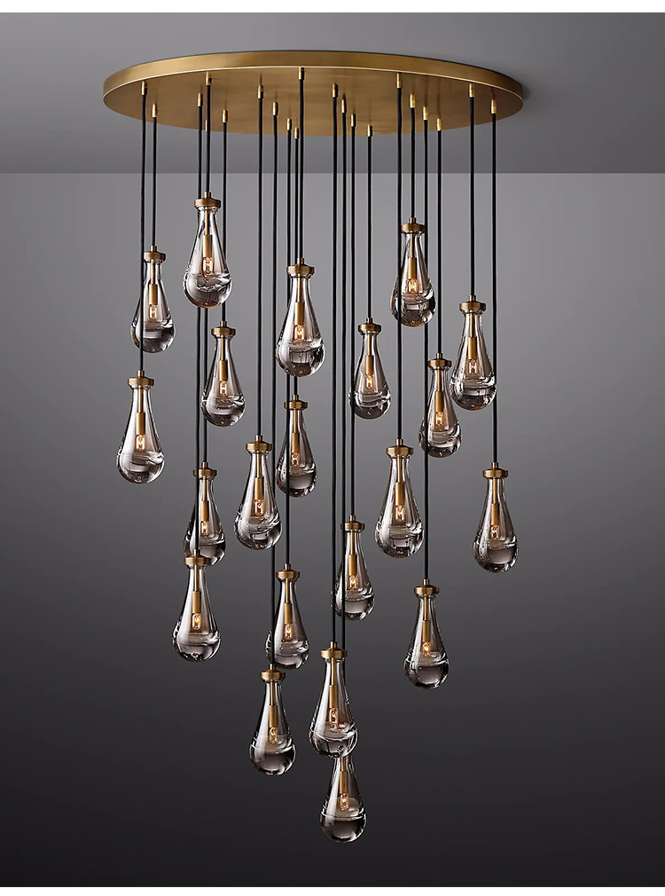 Nordic Glass Pendant Light Water Drop Shape Gold/Black Dining Room Rain Pendant Lamp(WH-GP-143)