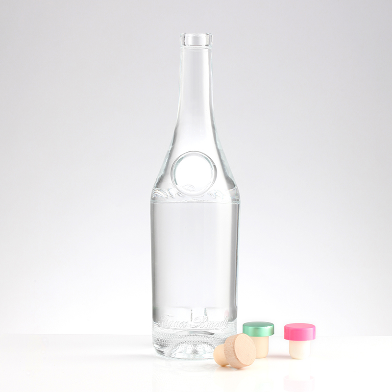 Rubber Stopper 500ml 800ml Clear Brandy Glass Bottle for Logo Acceptable Customer's