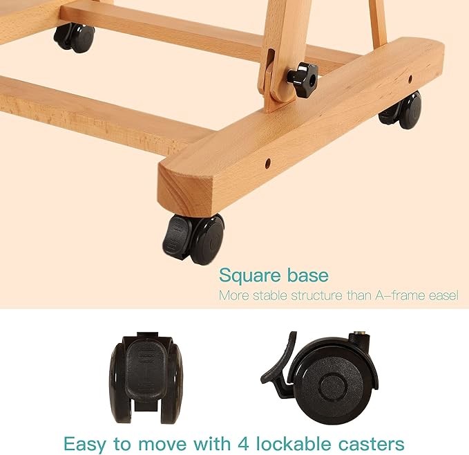H Frame Floor Standing Wooden Easel large Artist Studio Floor Easel For Hold Canvas