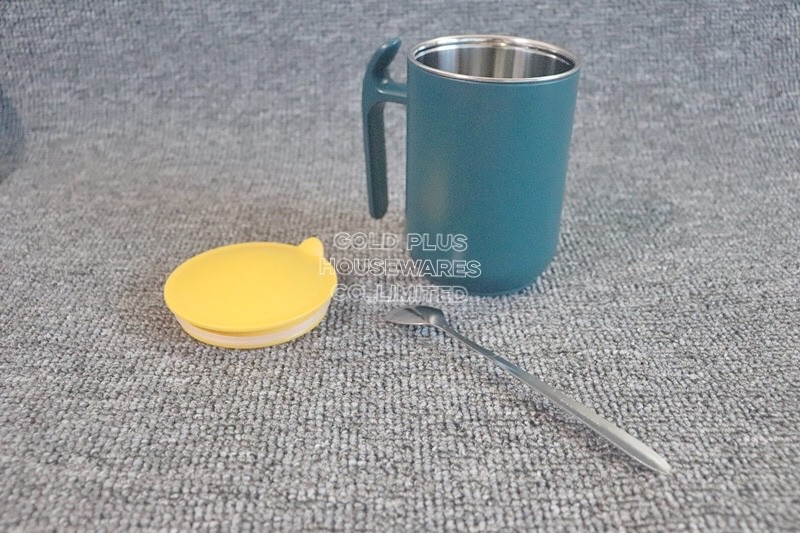 Multicolor 304 Stainless Steel Printed Reusable Coffee Cup Mugs With Spoon