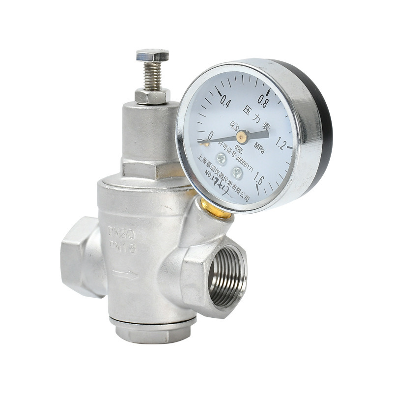 High Pressure Adjustable Water Pressure Reducing Valve with Gauge Stainless Steel