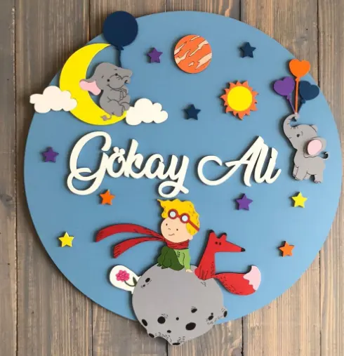 Customized Round Wooden Slices Door Wall Refrigerator Kitchen Cabinet Decorative
