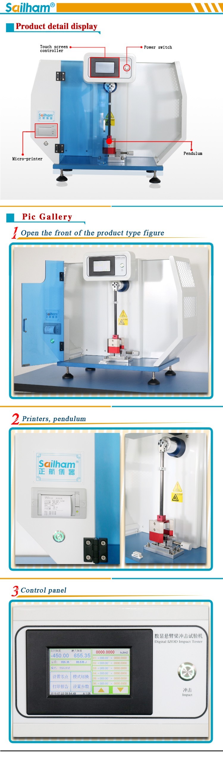 80KG 7.5J,15J 3.5m/s Speed Izod Plastic Impact Machine Equipment with AC220V±10% 50HZ