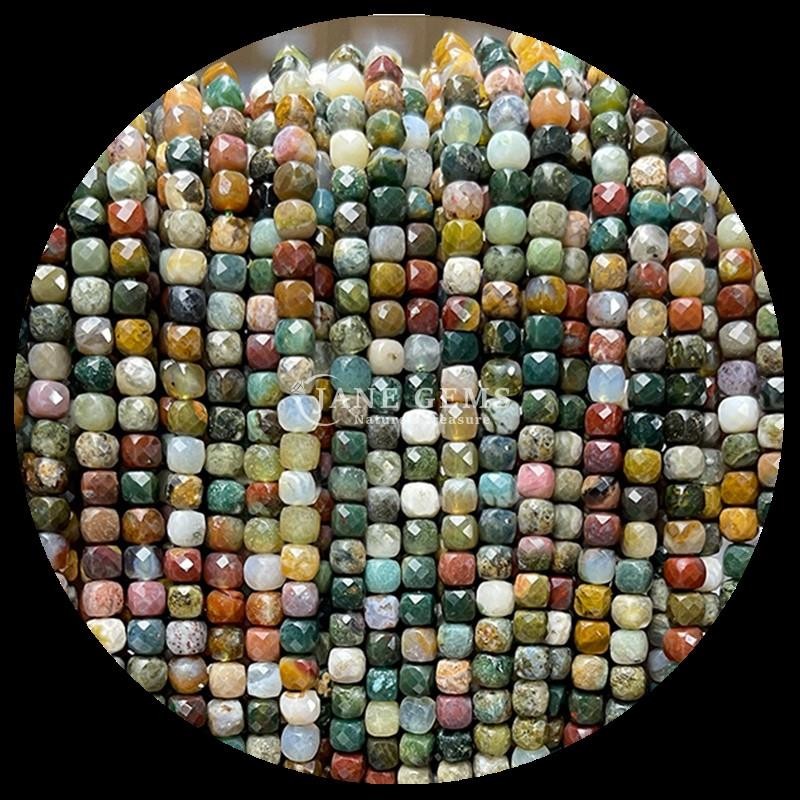 Assorted Cube Shape Natural Gemstone Beads Fluorite Morganite Loose Strands Beads for Jewelry Making