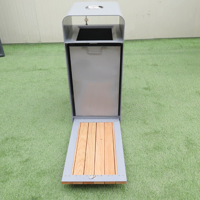 316 Stainless Steel Outdoor Wooden Trash Can