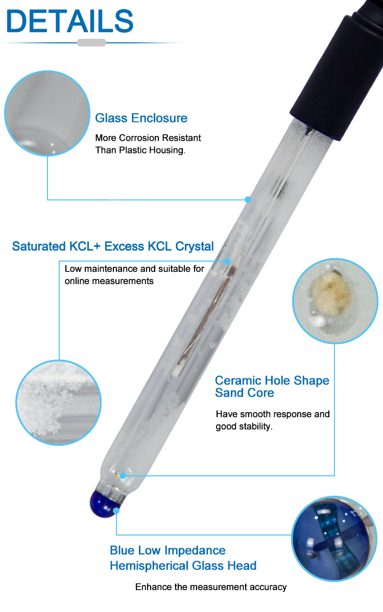 Analog Type Glass PH Probe With 0~100℃ Temperature Resistance For Clean Water