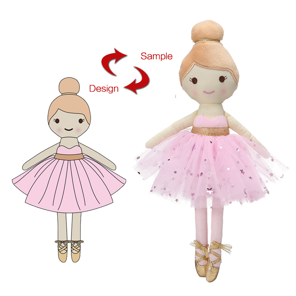 Lovely Girl Dressing Anime Plush Toys PP Cotton Filler 25cm For Gifts