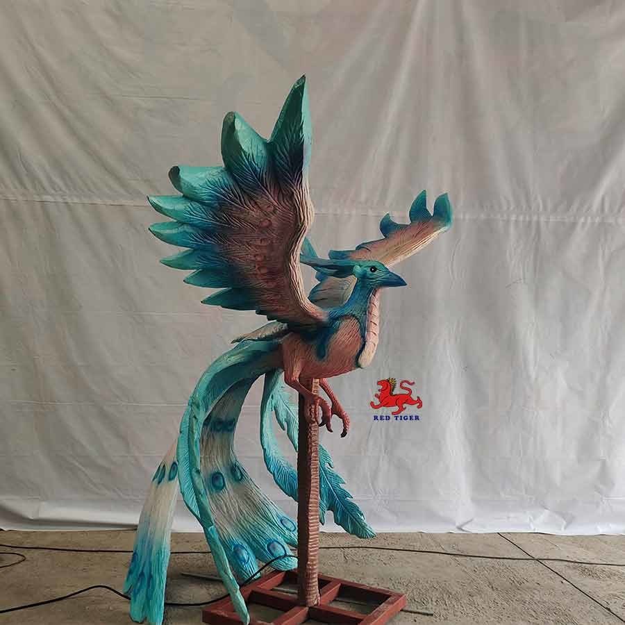 Customizable Realistic Animatronic Animals Chinese Ancient Creatures Green Bird