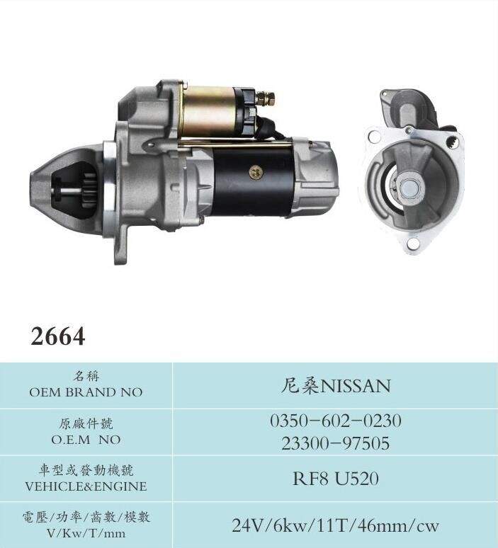Nissan Copper Material Sawafuji Starter Motor 0350-602-0230 23000-97505 RF8 U520