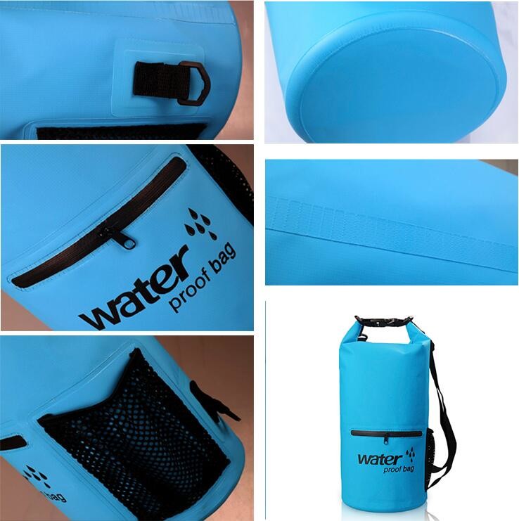 promotion 10L,20L,30L PVC tarpaulin ocean pack floating dry bags with shoulder strap front pocket, Swimming Floating Wat