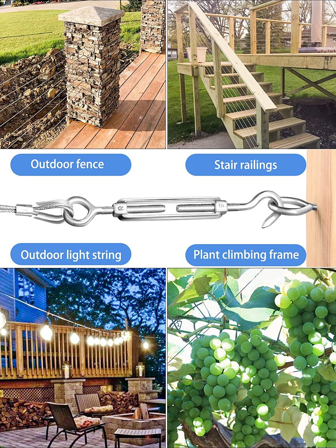 Corrosion Resistant DIN1480 Grade Stainless Steel Turnbuckle For Different Sizes