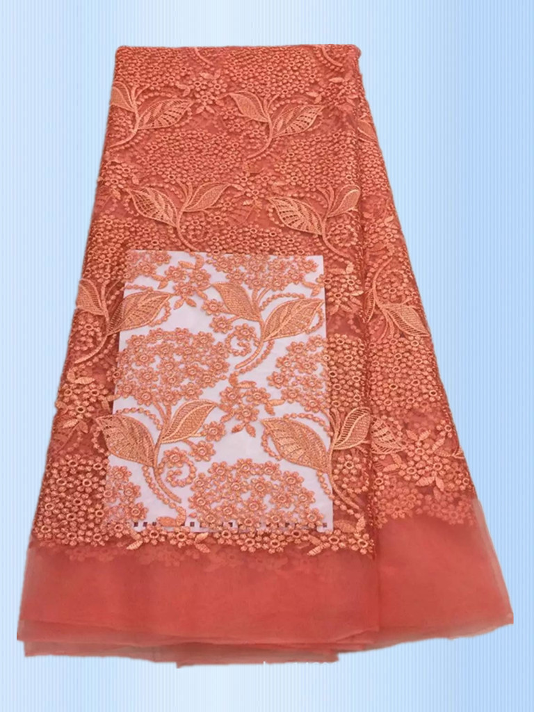 African Lace Fabric 2017 High Quality Lace Peach Tulle Styles Embroidery Laces for Wholesale with different color