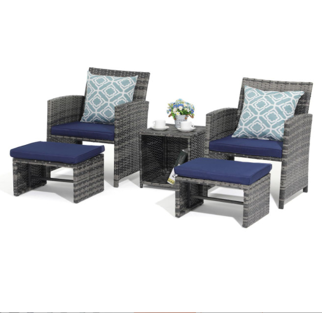 Luxury Rattan Garden Sofa Sets Furniture Wicker Outdoor Chairs Table Ottoman
